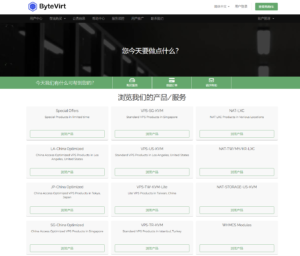 ByteVirt：VPS推荐优化线路，美国，新加坡，日本，韩国等优化线路以及大盘鸡独立服务器NAT主机-VPSTHE